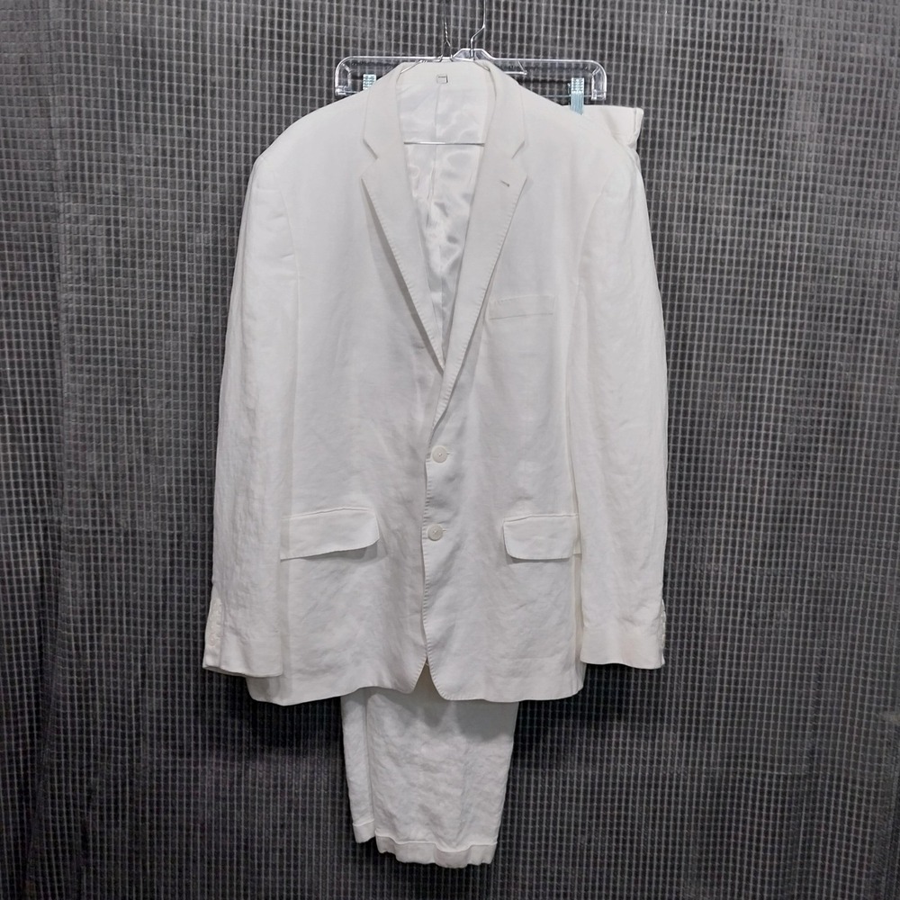 Murano Mens Suit Baird McNutt Linen‎ 2 Piece 40x32 Creamy White